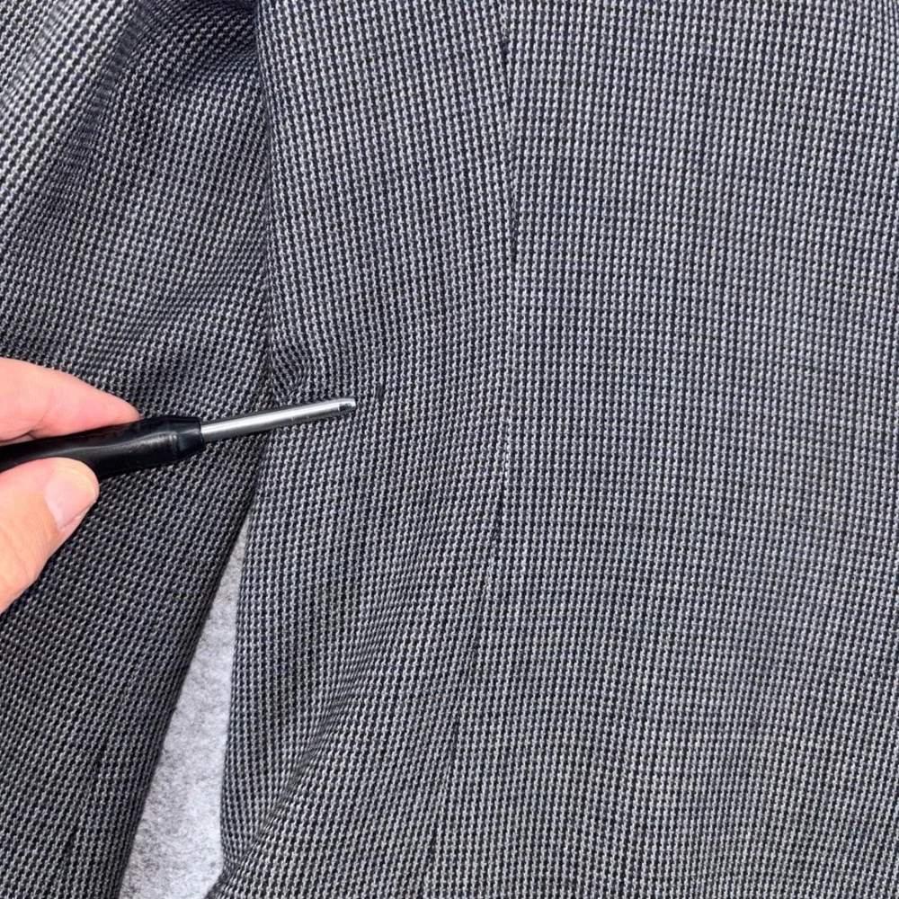 Chaps Mens 42R Blazer 100% Lambswool Grey Micro Houndstooth Sport Coat 2HX0207